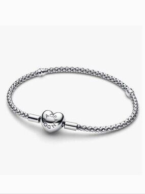 Authentic Pandora Heart Clasp Studded Chain Bracelet